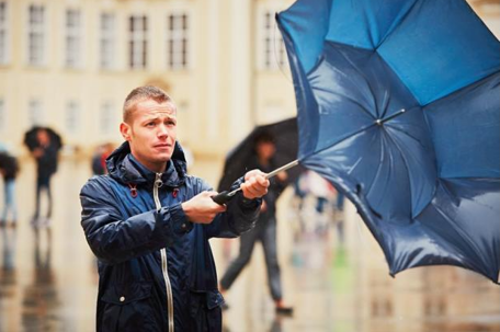 Man with umbrella