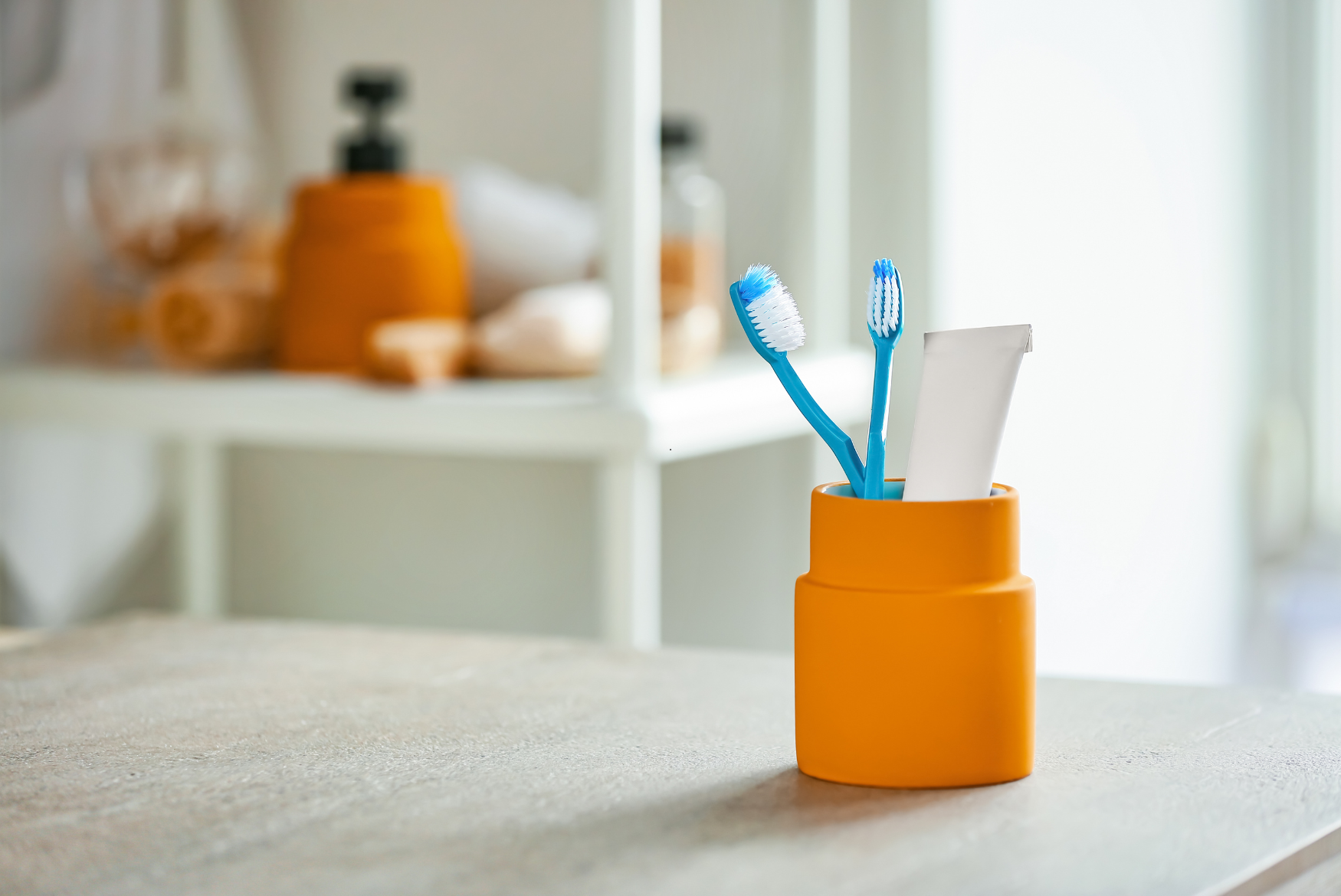 toothbrushes in a stand